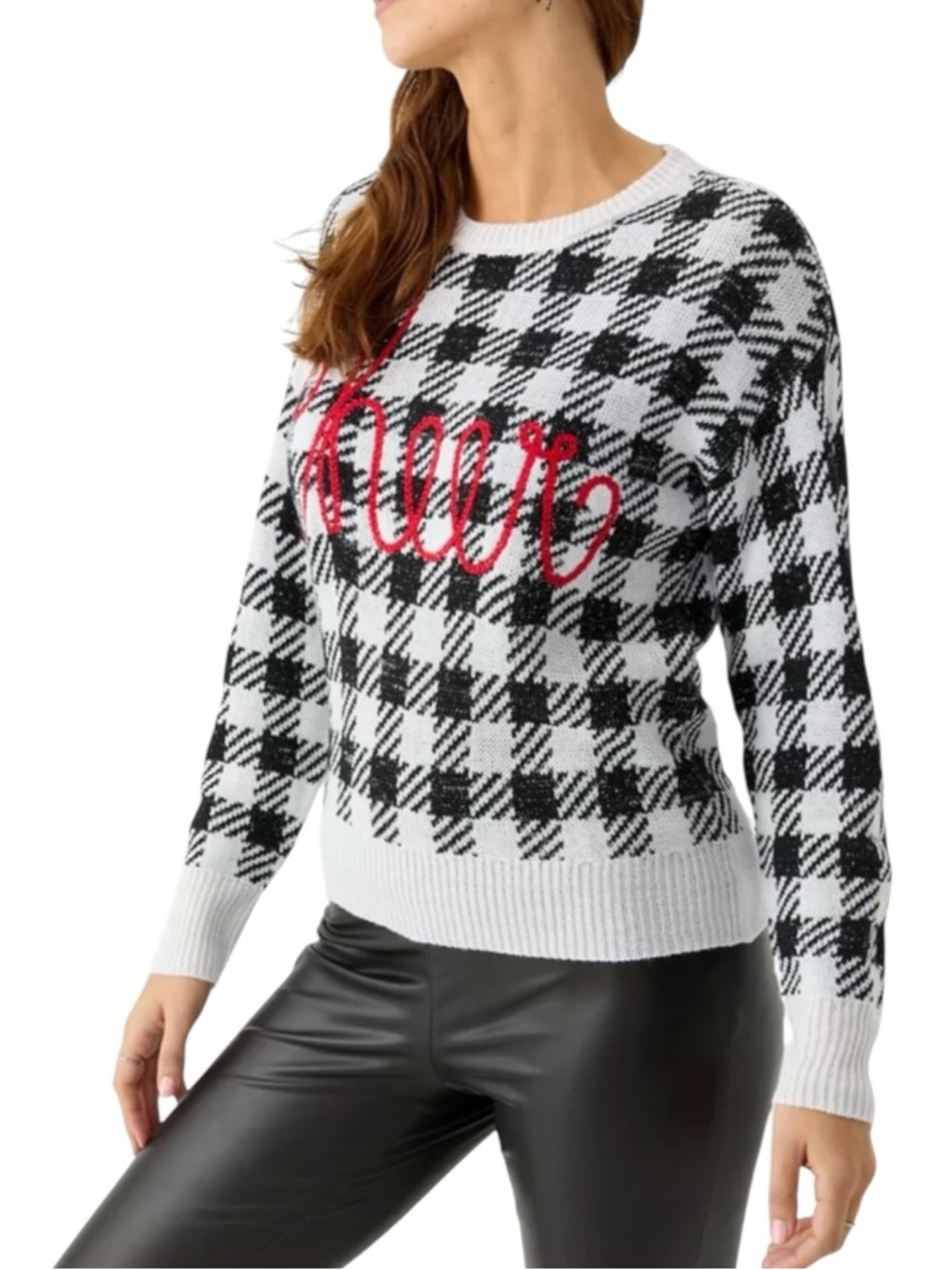 Joyland Cheer Holiday Sweater Womens Small Buffalo Plaid Knit Christmas Cozy